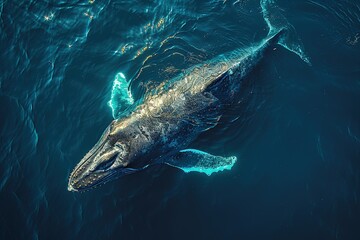 Fototapeta premium whale-watching tour drones capture stunning aerial whale sea water ocean views behavior