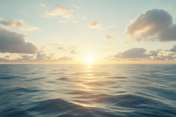 Obraz premium Stunning Sunrise Over Calm Ocean Waters