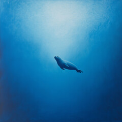 Fototapeta premium A Gigantic Diver Seal Drenched in Ocean Blue for Nautical-Themed Décor