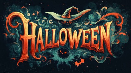 Title design for Halloween with decoration