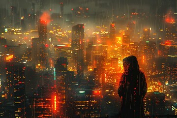 Fototapeta premium futuristic city tour ar ai hidden layers future ancient potential history free space v job text