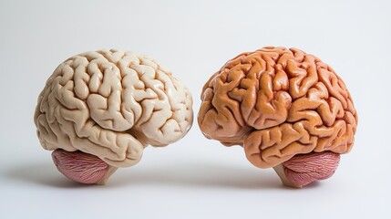 Fototapeta premium Creative Illustration Depicting the Shift Between PhD Studies and Personal Life, Highlighting the Brain Concept, Emphasizing the Balance Between Academic Pursuits and Everyday Experiences