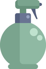 Green plastic spray bottle dispensing liquid soap for cleaning