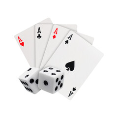 Dice casino and cards on transparent background png