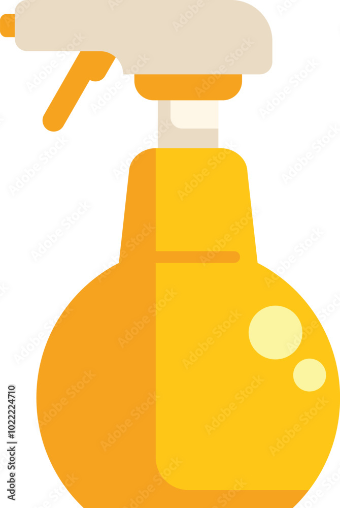 Sticker Yellow plastic spray bottle containing cleaning products for household chores