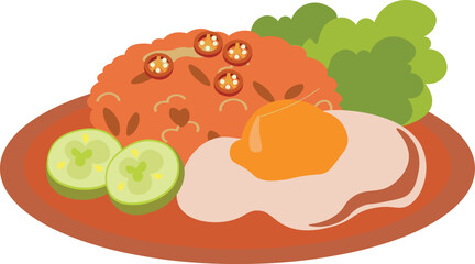 Nasi Goreng Indonesian Asean Food Illustration