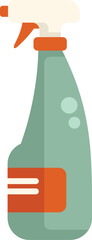 Green spray bottle dispensing cleaning solution for housekeeping, illustrating cleaning concepts