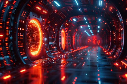 futuristic virtual marketplace users digital assets nfts space environment future free v text job