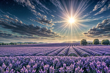 lavender field at sunset