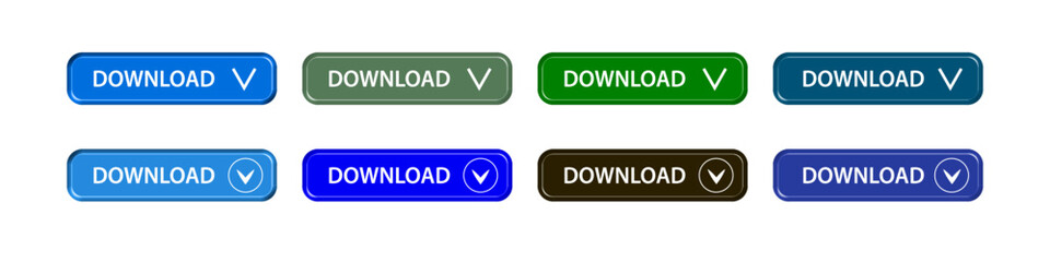 download button as vector element graphic of website or application illustration isolated on white background. set of downloads buttons for app and web graphics design