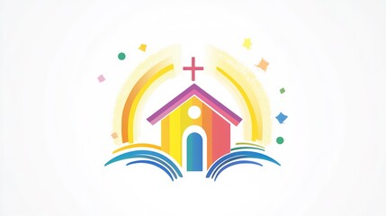 Playful and Colorful Logo Design for Church's Kids, Featuring a Vibrant and Creative Theme Emphasizing Church and Children, Set Against a Clean White Background