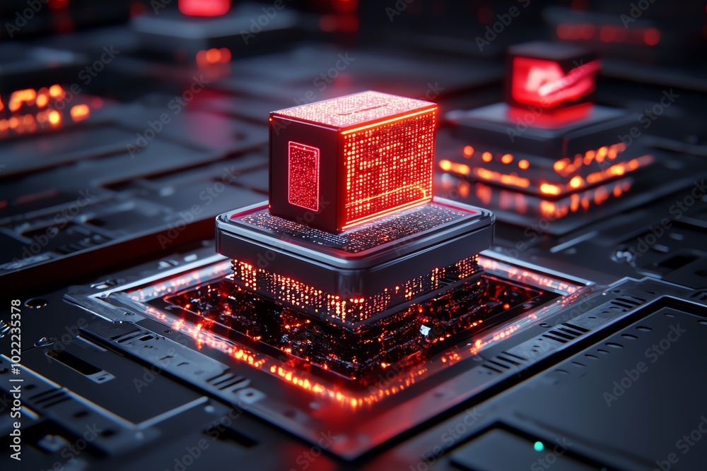 Poster 3D model of a futuristic online shopping experience where products hover as interactive holograms, with detailed lighting and shadows enhancing the virtual environment