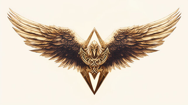 Valkyrie symbol with odin's valknut, norse mythology, isolated, valkyrie, symbol, odin, valknut, norse, mythology, isolated. Valkyrie on Wings. Illustration