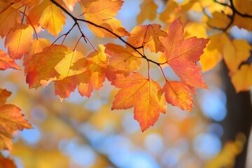 Fototapeta premium Fallen Leaves Season Background created with Generative AI