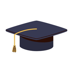 Graduation cap for achievement and success icon isolated on white