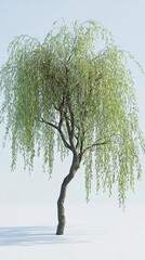 Weeping Willow Tree - Isolated on White Background
