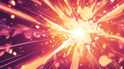 Fototapeta premium Bright Orange and Pink Explosion with White Glowing Center