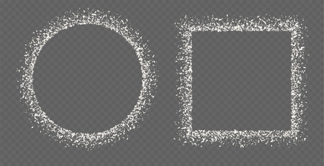 Coconut flakes, frame from scattered coco chips. Grated and desiccated coconut powder border. Vector illustration.