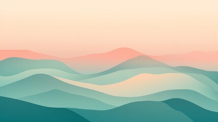 Soft Pastel Mountain Landscape with Gentle Curves