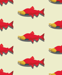 salmon fish vector design illustration yellow background