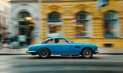 car on the road in motion blur with bokeh background.