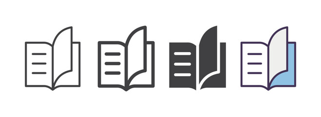  flip previous page book set of vector design illustration