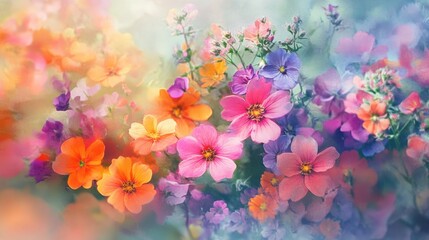 A vibrant wildflower bouquet with a soft focus, creating an artistic and dreamy representation of the beauty of flowers.