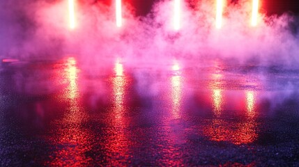 Colorful Light and Mist on Wet Ground