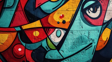 Colorful Abstract Street Art on Urban Wall