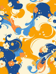 pattern with flowers and butterflies, background with flowers, summer, wallpaper