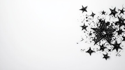 Obraz premium Black starburst design, symbolic and abstract on a white isolated background.