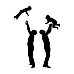 silhouette of father playing with his baby
