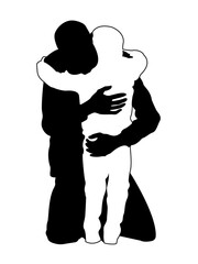father and son silhouette hugging
