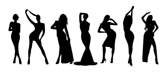 female silhouette with stylish dress