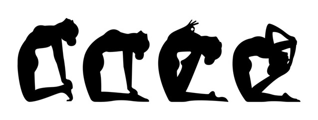 female silhouette yoga wheel pose