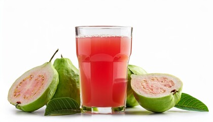 Guava Juice on white background isolated. Beverage. Drink.