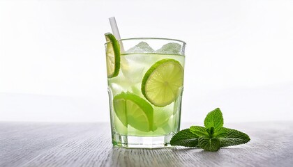 Limeade on white background isolated. Beverage. Drink.