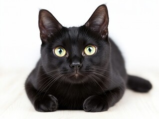 動物をテーマにしたデジタルメディアとデザインのための明るい目をした黒猫