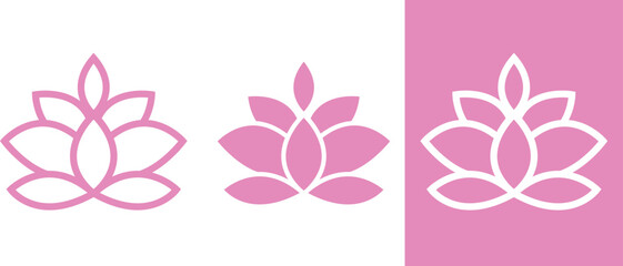 lotus pink flower icon logo symbol