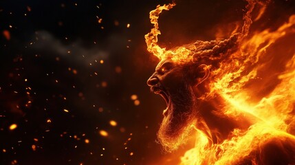 Ethereal figure made of flames, evoking a powerful and mystical presence.