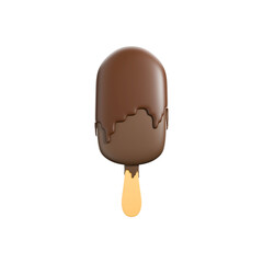 a 3D icon render chocolate melting ice cream