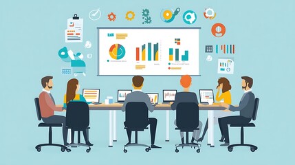 Business Team Analyzing Data and Charts During a Meeting
