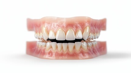 Obraz premium 3D Rendered Human Teeth Arch with Tongue Isolated on White Background