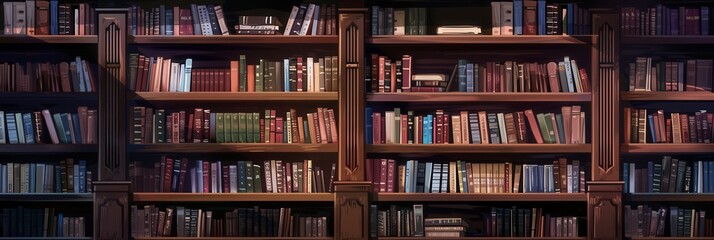Shelves filled with various textbooks, academic literature, and decorative items create an inviting study atmosphere in the room. Generative AI