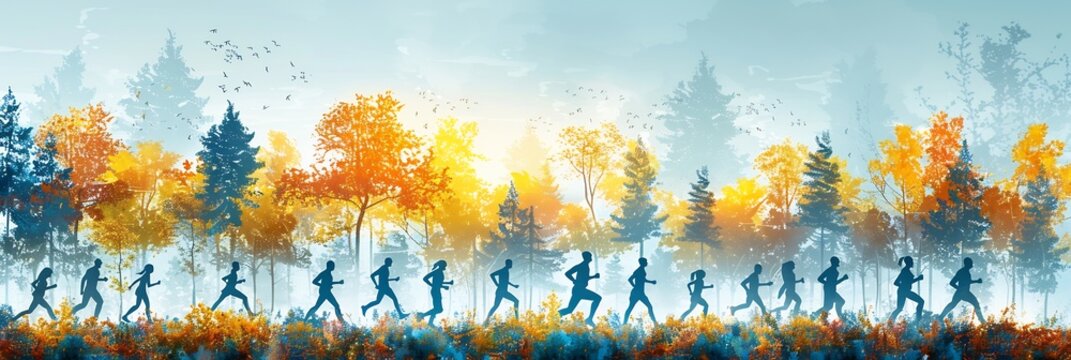 Inspire healthy living an image of people participating in a community fitness event such as a 5K run or charity walk