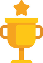 Golden trophy cup with handles and a star floating above it, representing victory and achievement