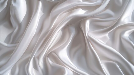 Fototapeta premium Elegant Draped White Satin Fabric Background Texture