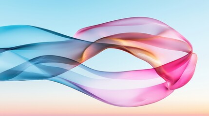 Abstract Flowing Swirls of Blue  Pink  and Gold on a Gradient Background