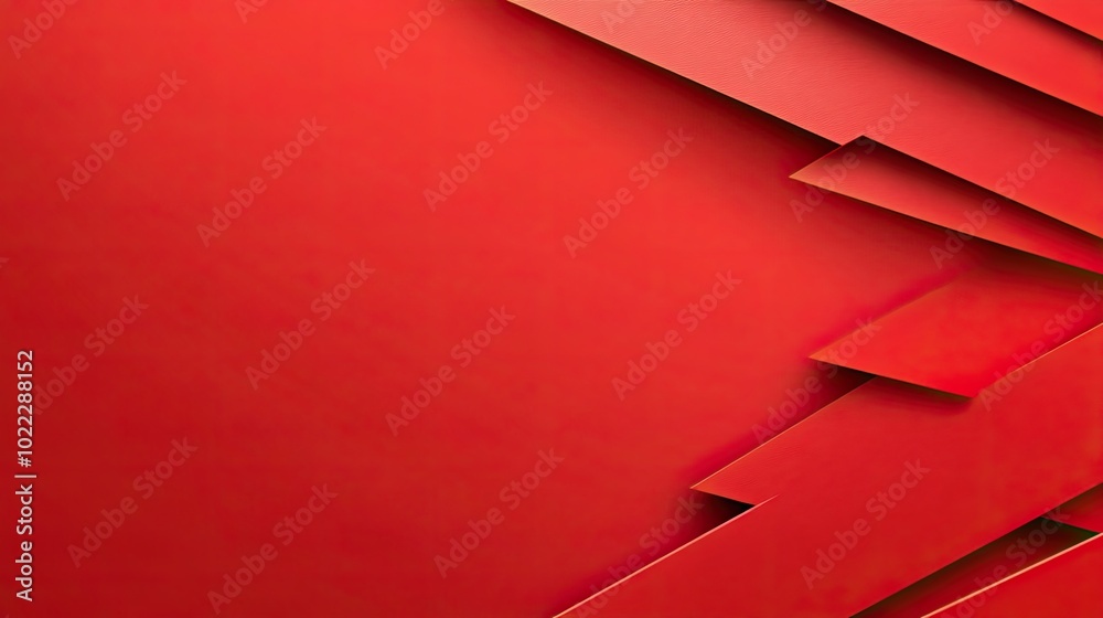 Poster a minimalist red geometric background with diagonal lines and triangles, creating a sleek and sharp 