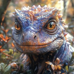 Close-Up Portrait of a Fantasy Lizard with Striking Eyes